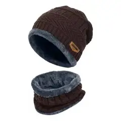 GENERICO - Gorro con Cuellera tipo Chalina de Lana Invierno - Marron