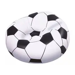 BESTWAY - Sillón Inflable Pelota Balón De Futbol Puff NEGRO con BLANCO