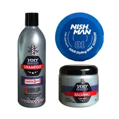VOSS - Shampoo + Acondicionador bálsamo + Cera Nishman 01