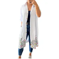 GENERICO - Kimono Blanco Pintado a Mano - Pieza Única