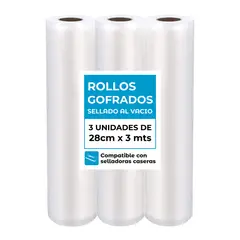 GENERICO - Pack 3 Rollos 28 Cm x 3 Mts Bolsas Sellado al vacío