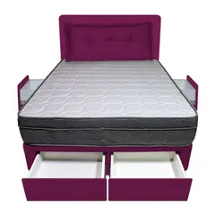 BARAKA HOME - Dormitorio Turin + 4 Cajones Queen + Cabecera + Cojin - Purpura