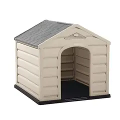 GENERICO - Casa Premium Para Perro con Techo Gris