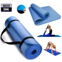 GENERICO - Mat de Yoga Pilates 10 mm con Elástico Portátil