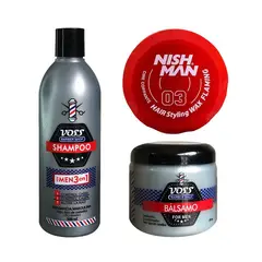 VOSS - Shampoo + Acondicionador bálsamo + Cera Nishman 03