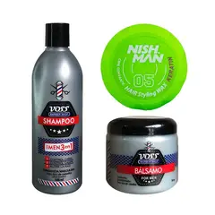 VOSS - Shampoo + Acondicionador bálsamo + Cera Nishman 05