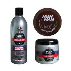 VOSS - Shampoo + Acondicionador bálsamo + Cera Nishman 08
