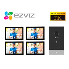 EZVIZ - Kit Videoportero Inteligente HP7 2K Exterior Eviz + 3 MONITORES