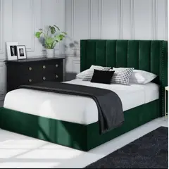 GENERICO - Cama Emerald 2 Plazas - Verde Oscuro