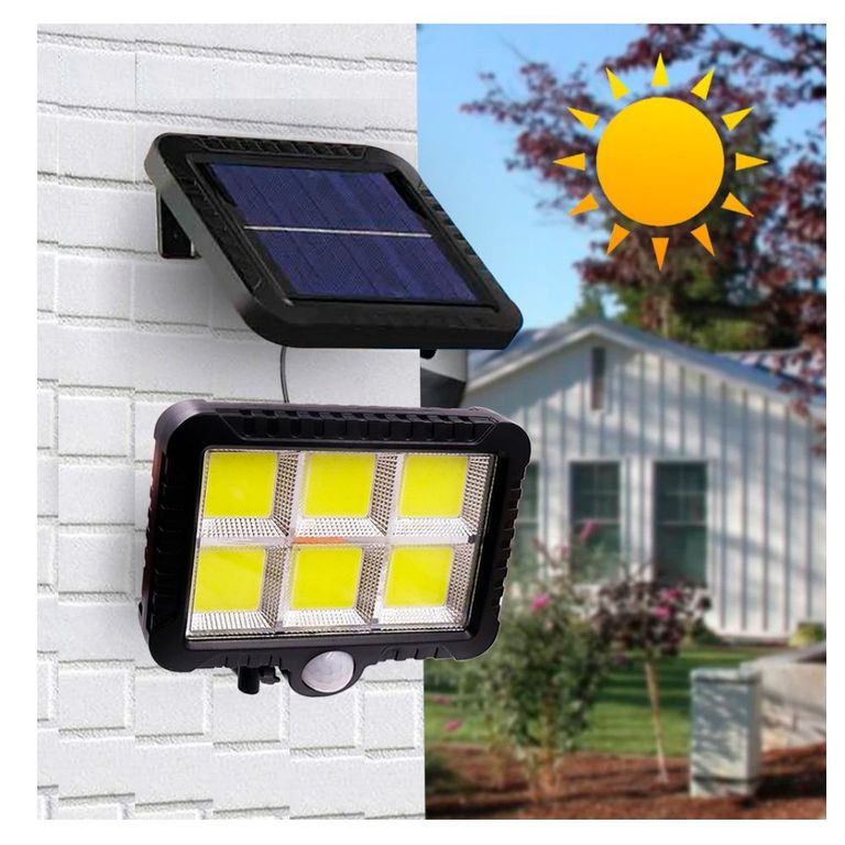Lampara solar con Panel LED Exteriores Reflector Farola de 6 Celdas