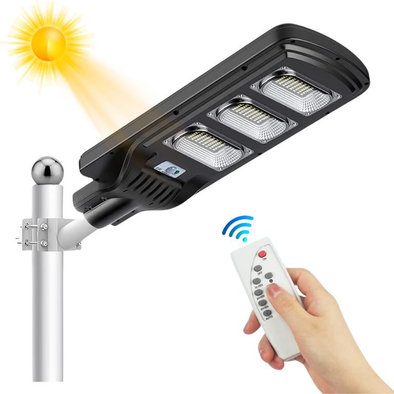 Lampara Luz Led Reflector Farola Con Panel Solar Recargable IP65 90w