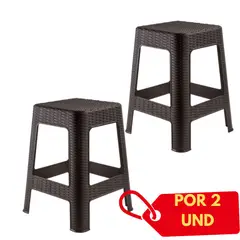 GENERICO - Banco Tabarua X2 unidadess Modelo Tipo Ratán Plástico Color Marrón