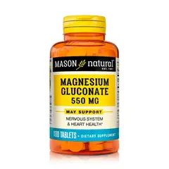 MASON NATURAL - Gluconato de Magnesio 550mg 100 Tabletas