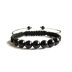 GENERICO - Pulsera Turmalina Negra 6mm Macrame - Musas Vanidosas