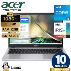 ACER - Laptop 3 A315-59-55P3 Core I5-1235U 15.6" Fhd , Ram 12Gb Ddr4, 512Gb Ssd, Linux