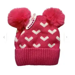 GENERICO - Gorro Invierno Infantil De Lana Diseño Corazones Unisex