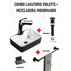 GREEN HOUSE - COMBO LAVATORIO VIOLETTE + MEZCLADORA MONOMANDO
