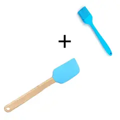 GENERICO - Espátula de Silicona Celeste y Brocha de silicona