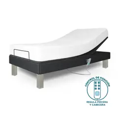 JHS - Cama Box tarima articulada Ergoflex 1Plz + colchón hipoalergénico