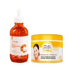 NEVADA NATURAL PRODUCTS - Aceite Corporal Vitamina C + Crema Hidratante con Elastina y Colageno_.