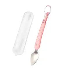 GENERICO - Cuchara 2 en 1 para Raspar y Alimentar con Estuche - ROSADO
