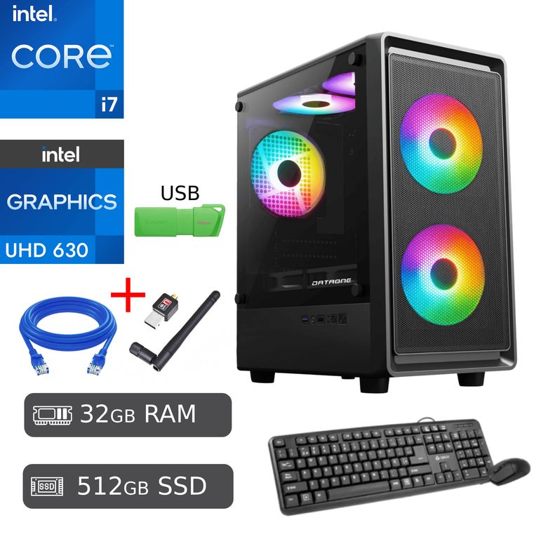 PC Completa Core i7 32GB DDR4 512GB SSD + USB 128 GB REGALO