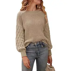 BLWOENS - Suéter Beige - Manga Larga Y Fit Slouchy
