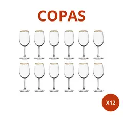 ALLEGRA - SET X 12 COPAS VINO IBIZA GOLD FILO DORADO