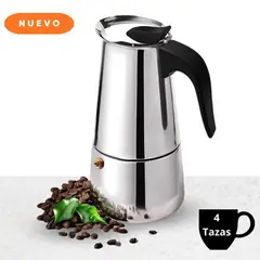 ICHIMATSU - Cafetera Italiana de Acero Inoxidable 4 Tazas