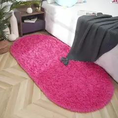 GENERICO - Alfombra ovalada felpa 1,50 x 50 cm color fucsia