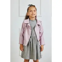 KIDS MASHMELO - Chaqueta Cuerina con Volantes y Cierre Lateral para Niña