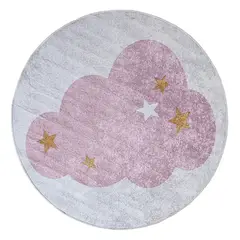 GENERICO - Alfombra Cicular Niños Nube Rosa 120 x 120cm