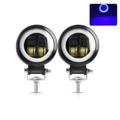 GENERICO - Par Faros Ojo De Ángel 7cm 20w Lupa 6d Aro Azul