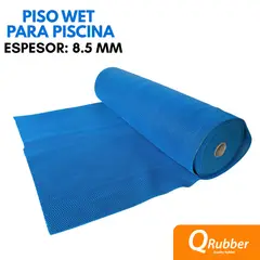 QRUBBER - Piso antideslizante para piscina azul 15mt x 12mt x 85mm