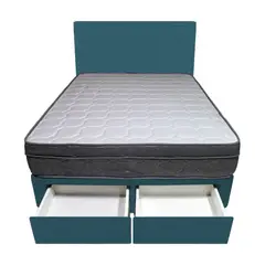 BARAKA HOME - Dormitorio Turin + 2 Cajones 2 Plz + Cabecera - Cobalto