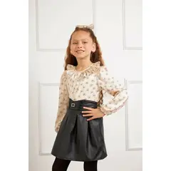 KIDS MASHMELO - Blusa en Seda con Faldon Recogido para Niña