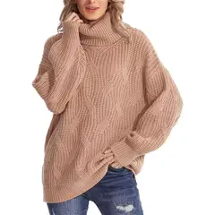 BLWOENS - Suéter de punto con cuello alto para Mujer -Beige