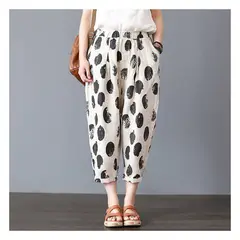 42AROZINA - Pantalones finos y sueltos de verano para mujer tipo harén de algodón