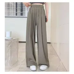 42AROZINA - Pantalones de pierna ancha con cintura elástica fina para mujer verano