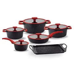 PENTHA - Set de Ollas Roca Volcánica de 11 Pcs Color Negro