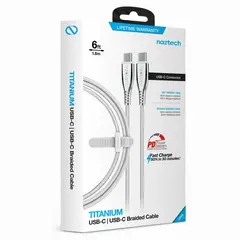 NAZTECH - Cable de Titanio - usb-c to usb-c - iPhone - samsung - Silver