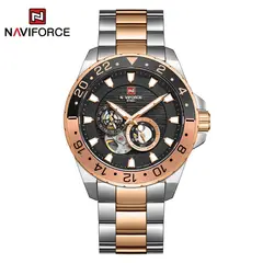 NAVIFORCE - Reloj Hombre de Lujo NF1003 Plata Oro Automático Inoxidable