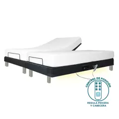 JHS - Cama Box tarima articulada Lumiflex King Doble+colchón hipoalergénico