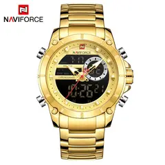 NAVIFORCE - Reloj para Hombre NF9163 Dorado Digital Analógico Inoxidable