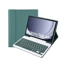 RENVMEXY - Funda con teclado Bluetooth Verde Oscuro Para Galaxy Tab A9 Plus 11inch