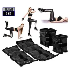 GENERICO - Pesas tobilleras peso de 2 kg pack 2 unidades Negro
