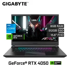 GIGABYTE - LAPTOP GAMER 15.6" FHD CORE i5-12500H 8GB RAM 512GB SSD RTX4050 6GB W11 AORUS 15 9MF