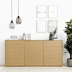 TU MESITA - Aparador Moderno Mikela 3 puertas color Roble