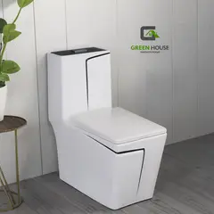 GREEN HOUSE - INODORO DE LUJO MEDITERRANEO MODELO EUROPEO FILO NEGRO CUADRADO