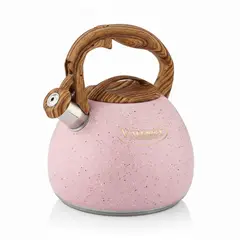 VALESKA - Tetera Silbadora Acero Inoxidable Acabado Granito 5L Rosado